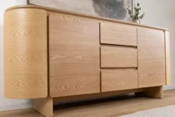 Modernes Sideboard OAK GRAIN 160cm natur Eichenholz vier Fächer mit drei Schubladen