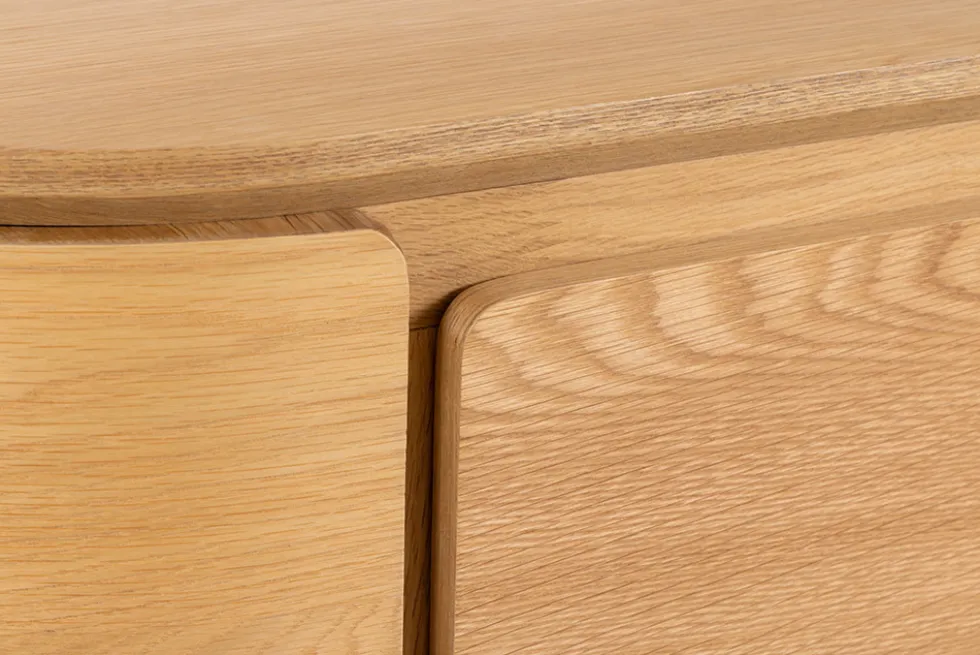 Modernes Sideboard OAK GRAIN 160cm natur Eichenholz vier Fächer mit drei Schubladen