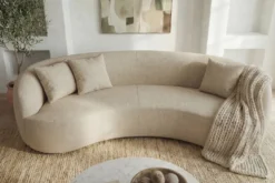 Modernes Sofa ATELIER 230cm beige Samt 3-Sitzer Couch inkl. Kissen