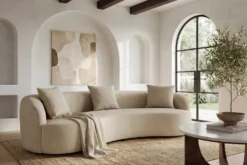 Modernes Sofa ATELIER 230cm beige Samt 3-Sitzer Couch inkl. Kissen
