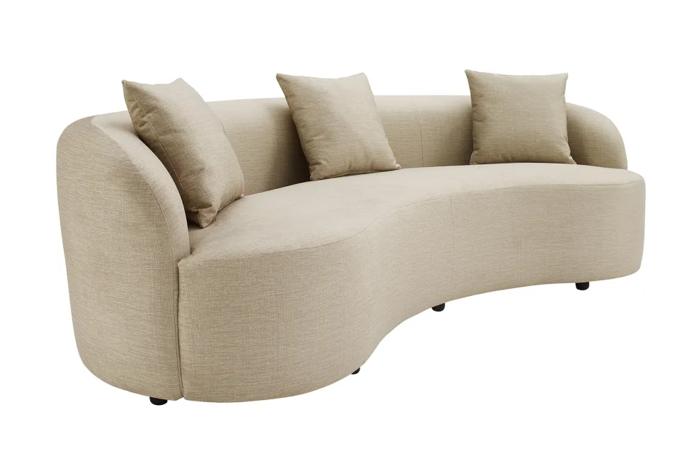 Modernes Sofa ATELIER 230cm beige Samt 3-Sitzer Couch inkl. Kissen