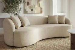 Modernes Sofa ATELIER 230cm beige Samt 3-Sitzer Couch inkl. Kissen