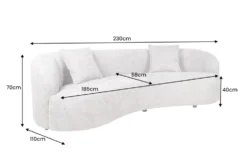 Modernes Sofa ATELIER 230cm grau Bouclé 3-Sitzer Couch inkl. Kissen