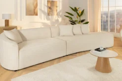 Modernes Sofa ATELIER L 330cm beige Bouclé XXL-Couch Nosagfederung inkl. Kissen
