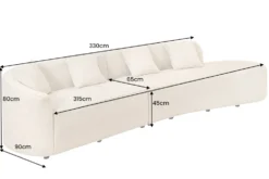 Modernes Sofa ATELIER L 330cm beige Bouclé XXL-Couch Nosagfederung inkl. Kissen