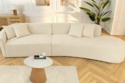 Modernes Sofa ATELIER L 330cm beige Bouclé XXL-Couch Nosagfederung inkl. Kissen