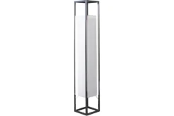 Moderne Stehlampe AGAPUNE 120cm weiß silber mit Papierschirm und Edelstahlgestell