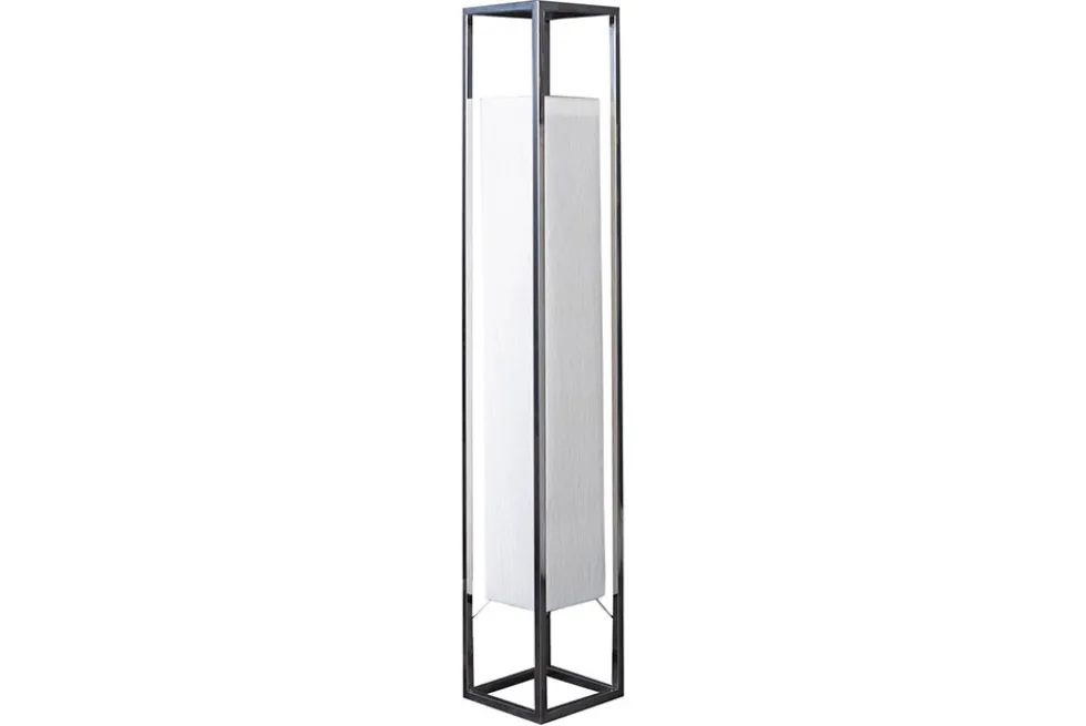 Moderne Stehlampe AGAPUNE 120cm weiß silber mit Papierschirm und Edelstahlgestell