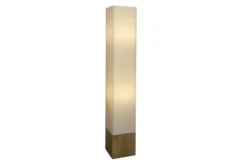 Moderne Stehlampe AGAPUNE 120cm weiß hellbraun Bambusfuß Stoffschirm