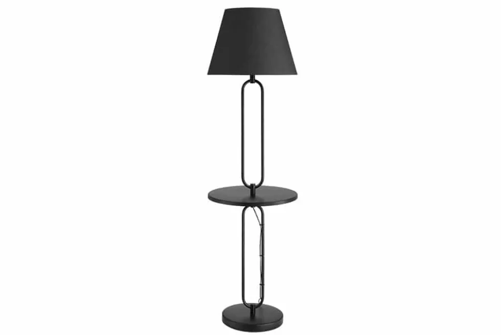 Moderne Stehlampe Beistelltisch SERVANT 175cm schwarz Metall rund