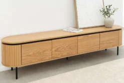 Modernes TV-Board ATELIER 200cm natur Eiche schwarz Metall Lowboard