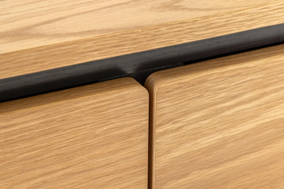 Modernes TV-Board ATELIER 120cm natur Eiche schwarz Metall Lowboard