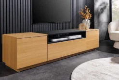 Modernes TV-Board LOFT 160cm natur schwarz drei Fächer mit Schublade