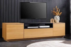 Modernes TV-Board LOFT 160cm natur schwarz drei Fächer mit Schublade
