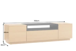 Modernes TV-Board LOFT 160cm natur schwarz drei Fächer mit Schublade