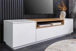Modernes TV-Board LOFT 160cm weiß natur drei Fächer mit Schublade