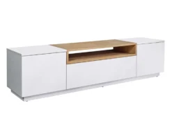 Modernes TV-Board LOFT 160cm weiß natur drei Fächer mit Schublade