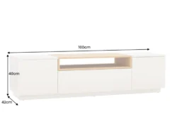 Modernes TV-Board LOFT 160cm weiß natur drei Fächer mit Schublade