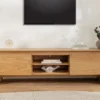 Modernes TV-Board OAK GRAIN 200cm natur Eichenholz zwei Fächer mit Schubladen