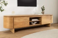 Modernes TV-Board OAK GRAIN 200cm natur Eichenholz zwei Fächer mit Schubladen