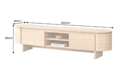 Modernes TV-Board OAK GRAIN 200cm natur Eichenholz zwei Fächer mit Schubladen