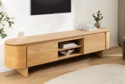 Modernes TV-Board OAK GRAIN 200cm natur Eichenholz zwei Fächer mit Schubladen