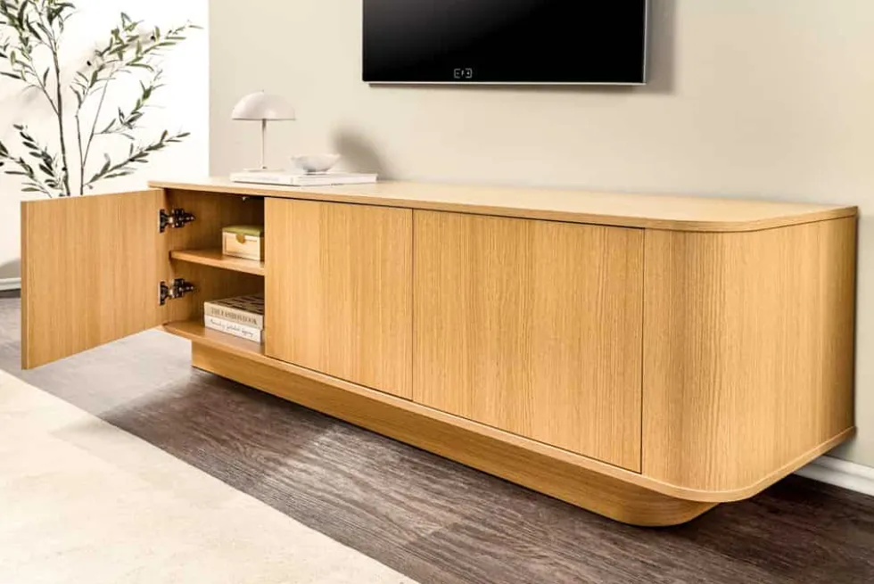 Modernes TV-Board VALHALLA WOOD 160cm natur Eichenholz Lowboard mit Stauraum