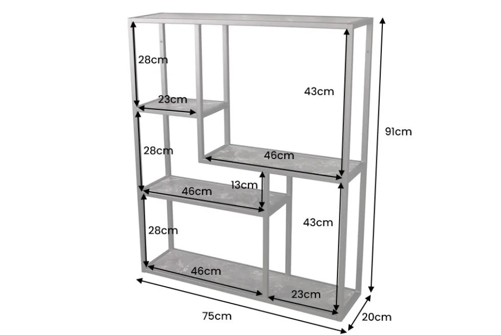 Modernes Wandregal SLIM LINE 90cm graphit Metall hängend