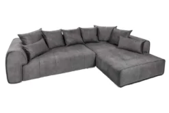 Modernes XXL Ecksofa CLAN 320cm anthrazit Samt Bigsofa inkl. Kissen