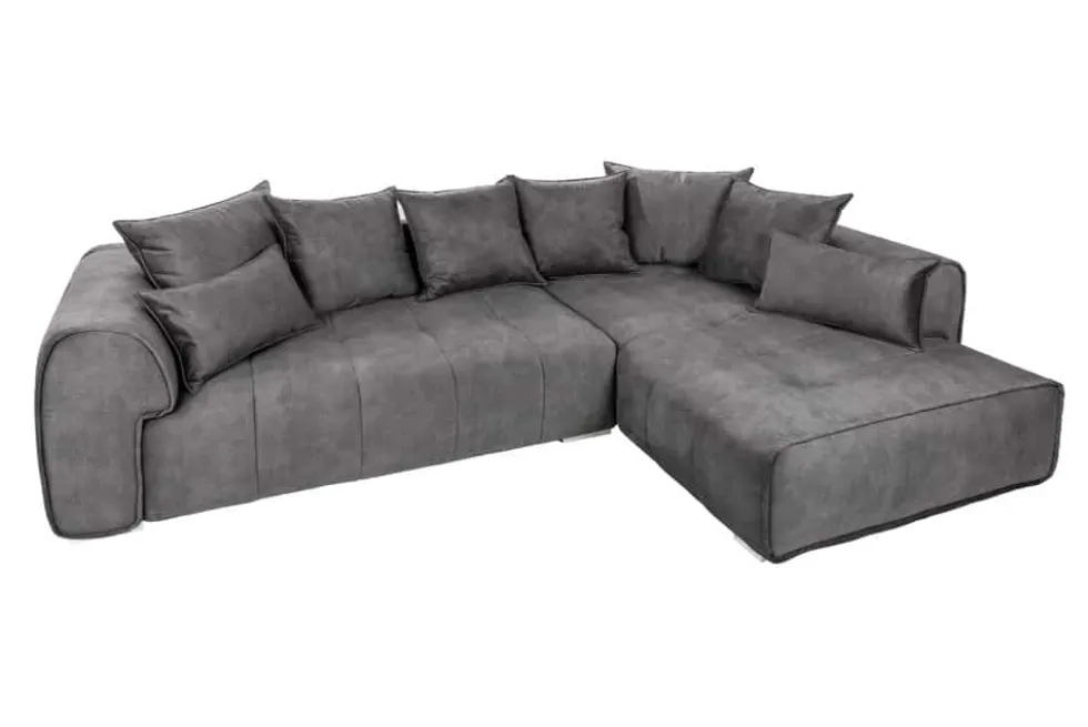 Modernes XXL Ecksofa CLAN 320cm anthrazit Samt Bigsofa inkl. Kissen