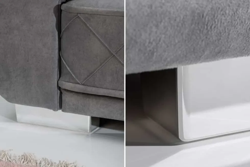 Modernes XXL Ecksofa DECADENCIA 320cm silbergrau Samt Bigsofa inkl. Kissen