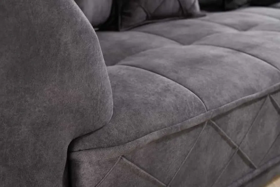 Modernes XXL Ecksofa DECADENCIA 320cm dunkelgrau Samt Bigsofa inkl. Kissen