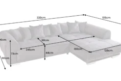 Modernes XXL Ecksofa DECADENCIA 320cm dunkelgrau Samt Bigsofa inkl. Kissen