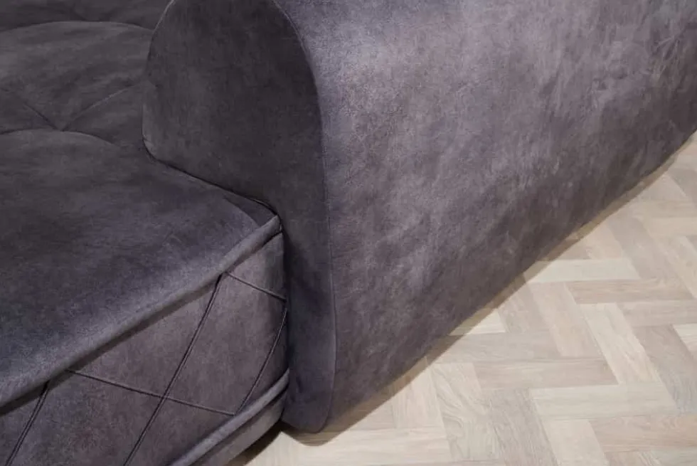 Modernes XXL Ecksofa DECADENCIA 320cm dunkelgrau Samt Bigsofa inkl. Kissen