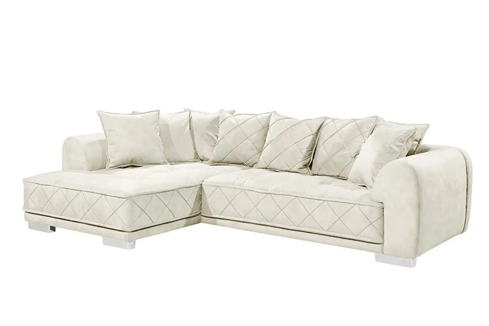 Modernes XXL Ecksofa DECADENCIA 320cm beige Samt Bigsofa inkl. Kissen