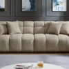 Modernes XXL Sofa CLOUD 260cm champagner greige Bouclé Bigsofa Federkern inkl. Kissen