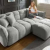 Modernes XXL Sofa CLOUD 260cm grau Bouclé Bigsofa Federkern inkl. Kissen