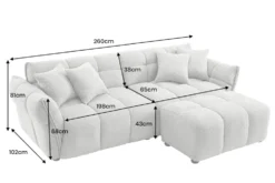 Modernes XXL Sofa CLOUD 260cm grau Bouclé Bigsofa Federkern inkl. Kissen
