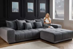 Modernes XXL Sofa ELEGANCIA 285cm anthrazit Cord inklusive Kissen Bigsofa