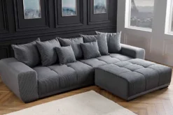 Modernes XXL Sofa ELEGANCIA 285cm anthrazit Cord inklusive Kissen Bigsofa