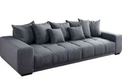 Modernes XXL Sofa ELEGANCIA 285cm anthrazit Cord inklusive Kissen Bigsofa