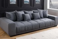 Modernes XXL Sofa ELEGANCIA 285cm anthrazit Cord inklusive Kissen Bigsofa