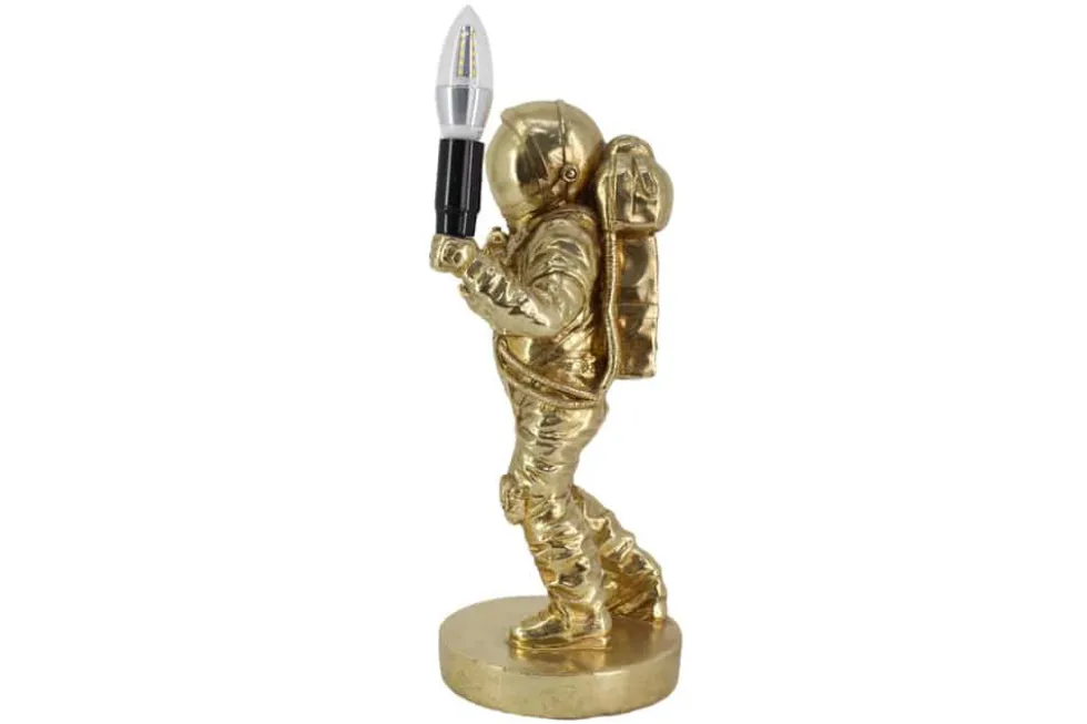 Moderne Tischlampe ASTRONAUT 40cm gold Skulptur handmade