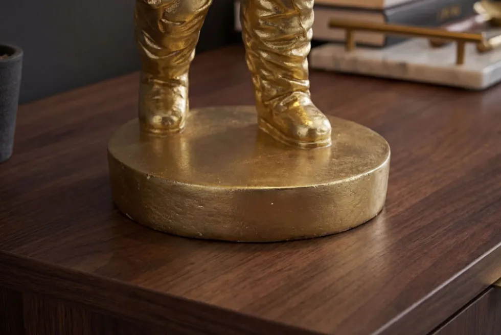 Moderne Tischlampe ASTRONAUT 40cm gold Skulptur handmade