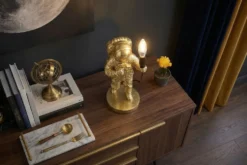 Moderne Tischlampe ASTRONAUT 40cm gold Skulptur handmade