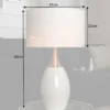Moderne Tischlampe CARLA 60cm weiß silber mit Leinenschirm