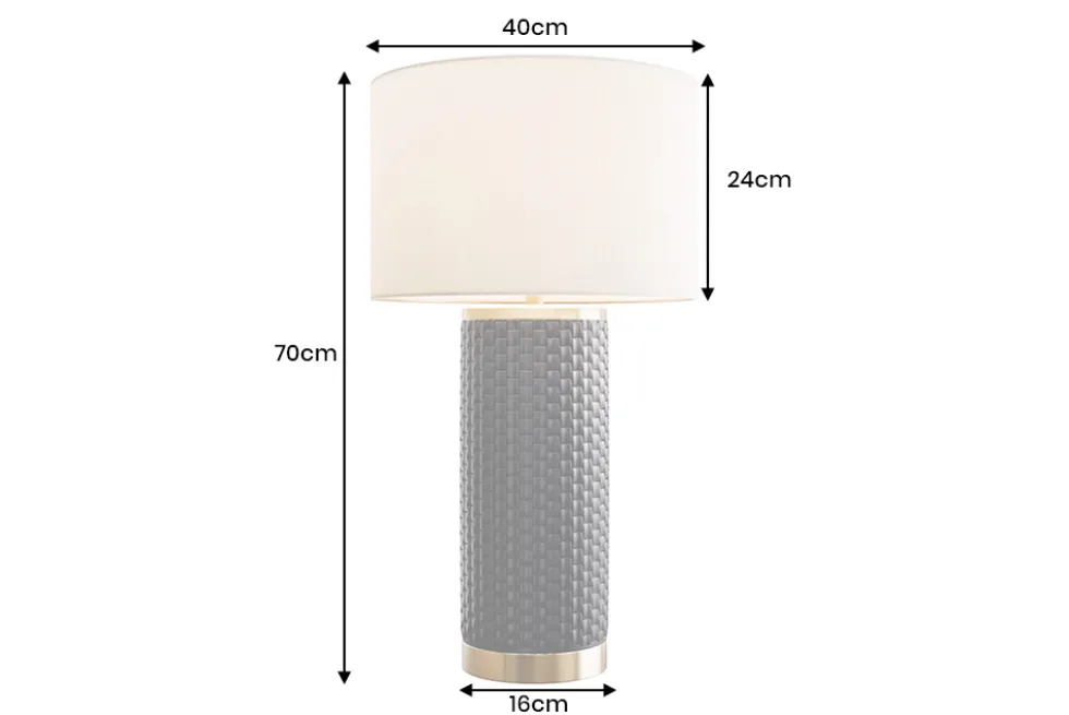 Moderne Tischlampe ELEGANCIA 70cm schwarz gold Keramik rund Stoffschirm