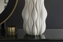 Moderne Tischlampe ELEGANCIA 65cm weiß gold Keramik weißer Leinenschirm