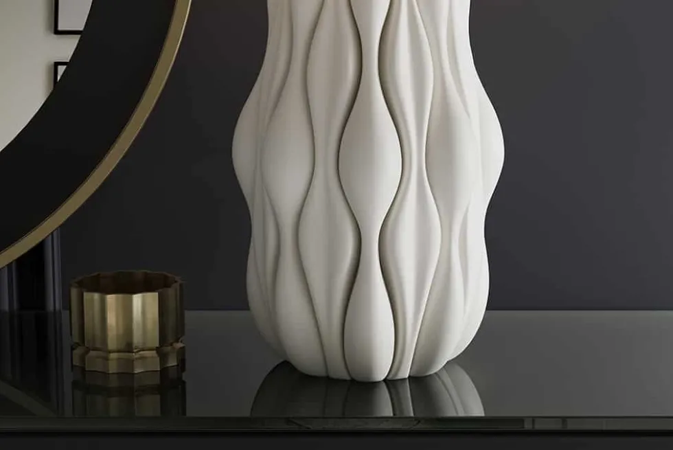 Moderne Tischlampe ELEGANCIA 65cm weiß gold Keramik weißer Leinenschirm