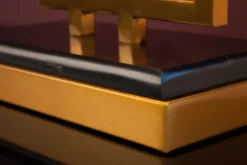 Moderne Tischleuchte ATLANTIS 56cm gold Stoffschirm schwarz Marmor Lampe